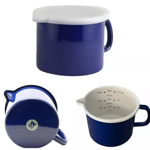 WW Gibson Weight Watchers 6 Cup Enamel-on-Steel Pour&Store Measuring Cup W/Lid - Picture 1 of 8